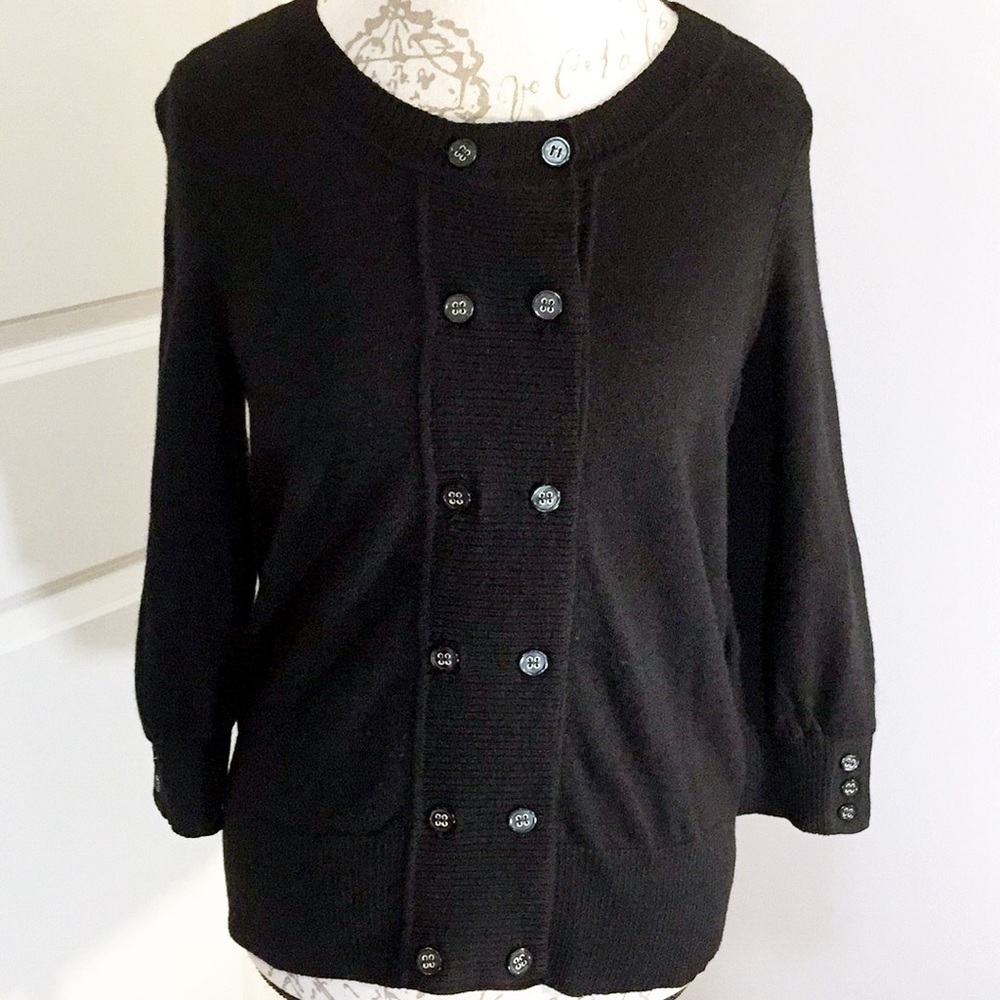 SARAH SPENCER Italian Merino Wool Cardigan - Black - Sarah Spencer
